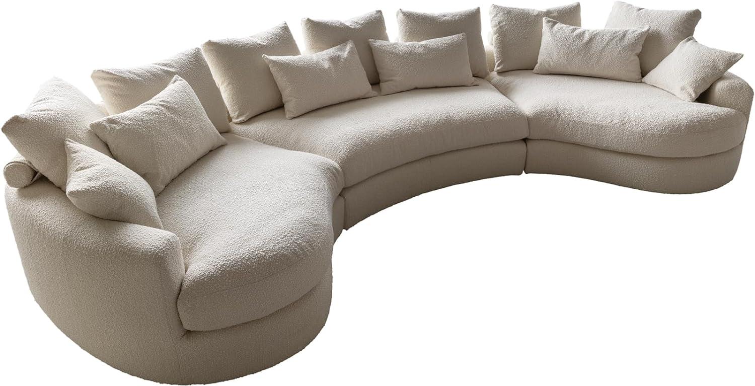 Megasofa Estrea 410x155 cm Bouclé Creme-weiß Rundsofa Bild 1