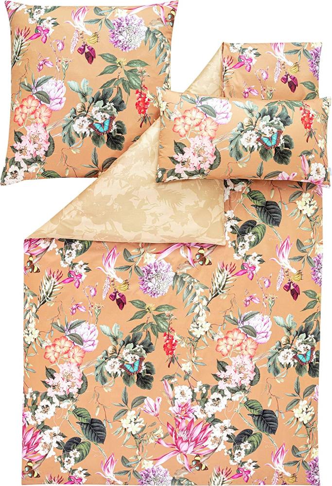 Estella Mako-Satin Bettwäsche DD 155x220 Fiore messing Blumen Wende 7903-740 Bild 1