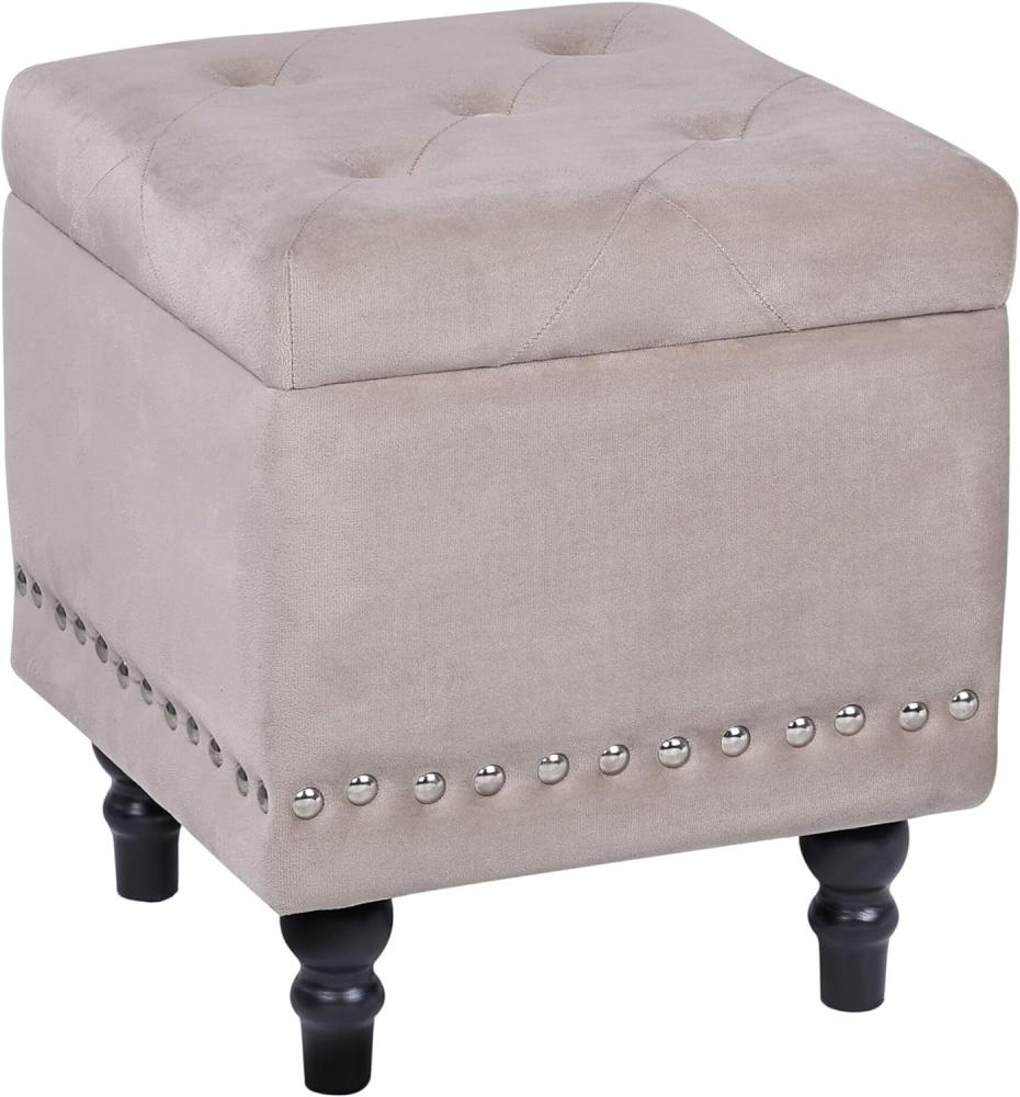 Pouf LORETTO Beige Samtstoff Bild 1