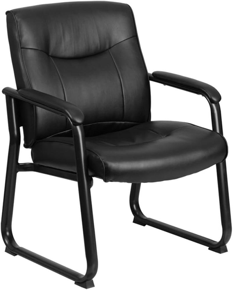 Flash Furniture Hercules Serie Big and Tall bewertet Leder Chefsessel Seite Empfangsstuhl mit Schlittenfuß, Metall, Schwarz, 75. 564999999999998 x 62. 865000000000002 x 44. 45 cm Bild 1