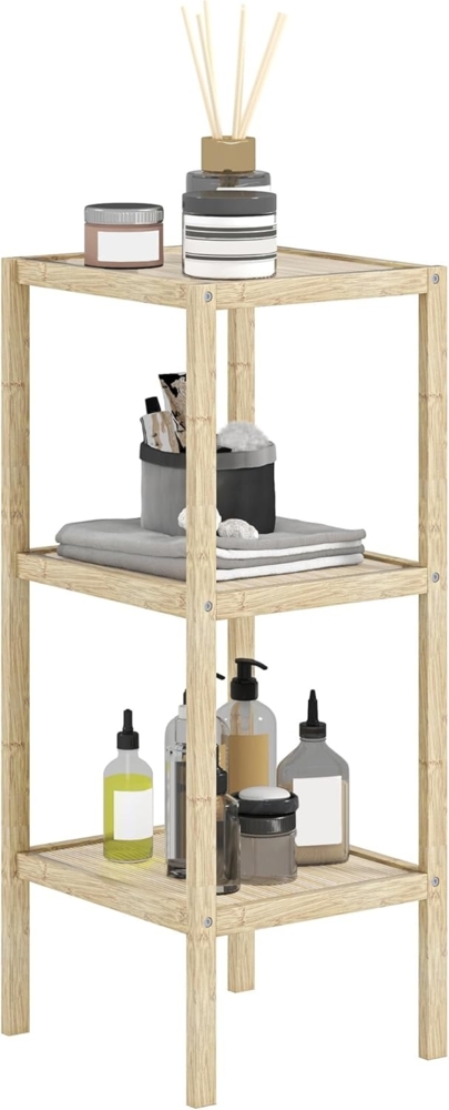 HOMCOM Badregal mit 3 Ebenen, aus Bambus, mit Fußpolster, Badezimmerregal 1-tlg, für Badezimmer, Wohnzimmer, Küche, 33 x 31 x 78 cm, Naturholz Bild 1