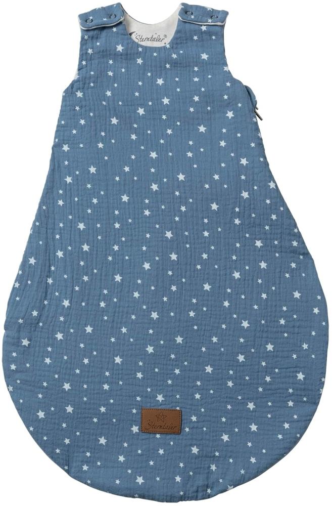 Baby Schlafsack Esel Emmi aus Musselin mit Jerseyfutter, Neugeborenenschlafsack Größe 62/68, jeansblau, TOG 0,50 Bild 1