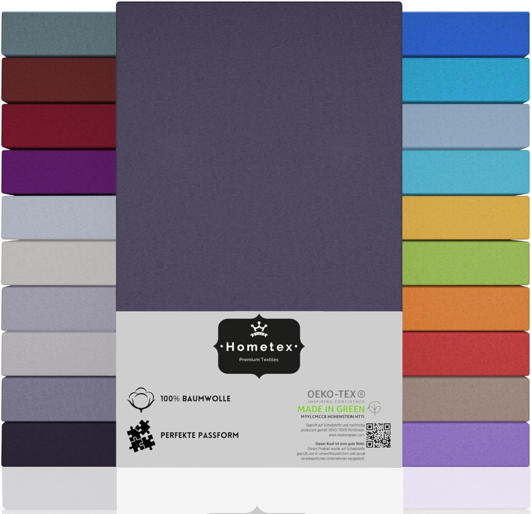Hometex Premium Textiles Spannbettlaken Jersey-Bettlaken aus 100% Baumwolle, Gummizug: rundum, Viele Größen, vielseitige Nutzung Bild 1