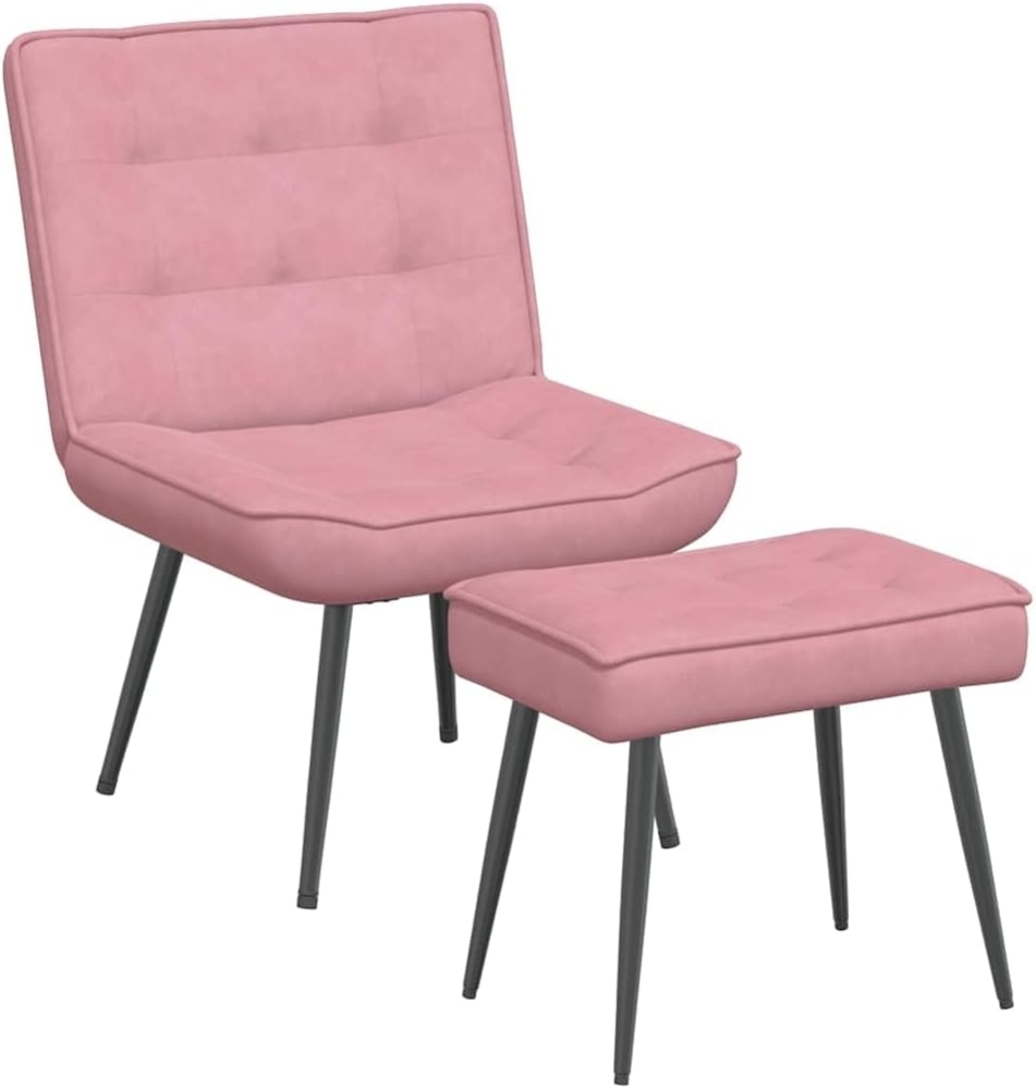 Relaxsessel mit Hocker Rosa Samt 4012330 Bild 1