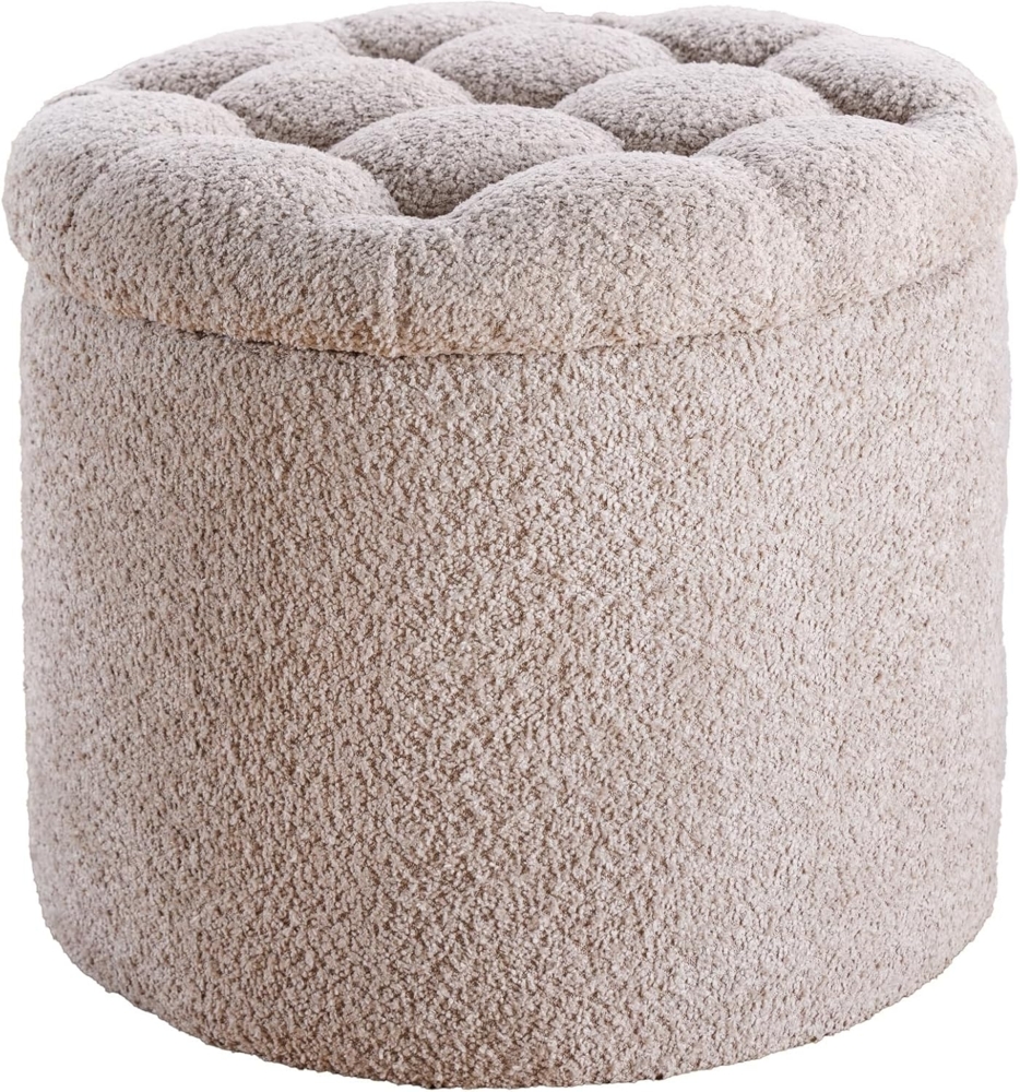 riess-ambiente Sitzhocker MODERN BAROCK 50cm champagner · Aufbewahrungskorb mit Bouclé-Bezug (Einzelartikel, 1 St), zylinderförmig · rund · abnehmbarer Deckel · mit Stauraum · Wohnzimmer Bild 1