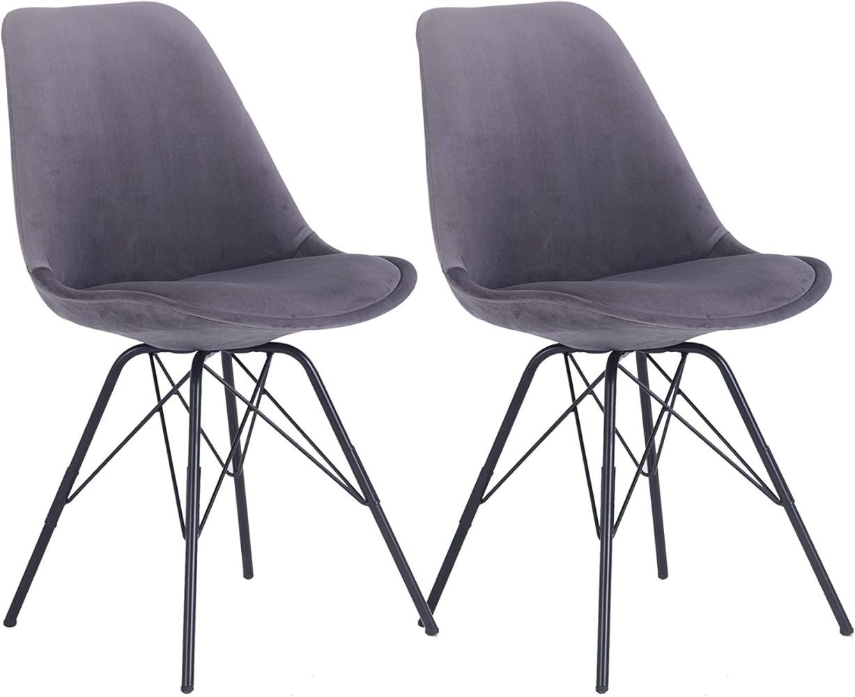 Homexperts 'URSEL' 2er Set Stuhl, Samt dunkelgrau, B 48 x H 86 x T 58 cm Bild 1