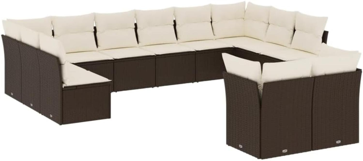 vidaXL 12-tlg. Garten-Sofagarnitur mit Kissen Braun Poly Rattan 3250272 Bild 1