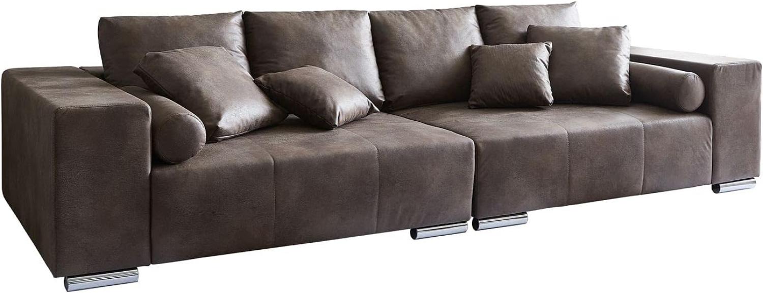 Big-Sofa Marbeya 285x115 cm Dunkelbraun mit 10 Kissen XXL-Sofa Bild 1