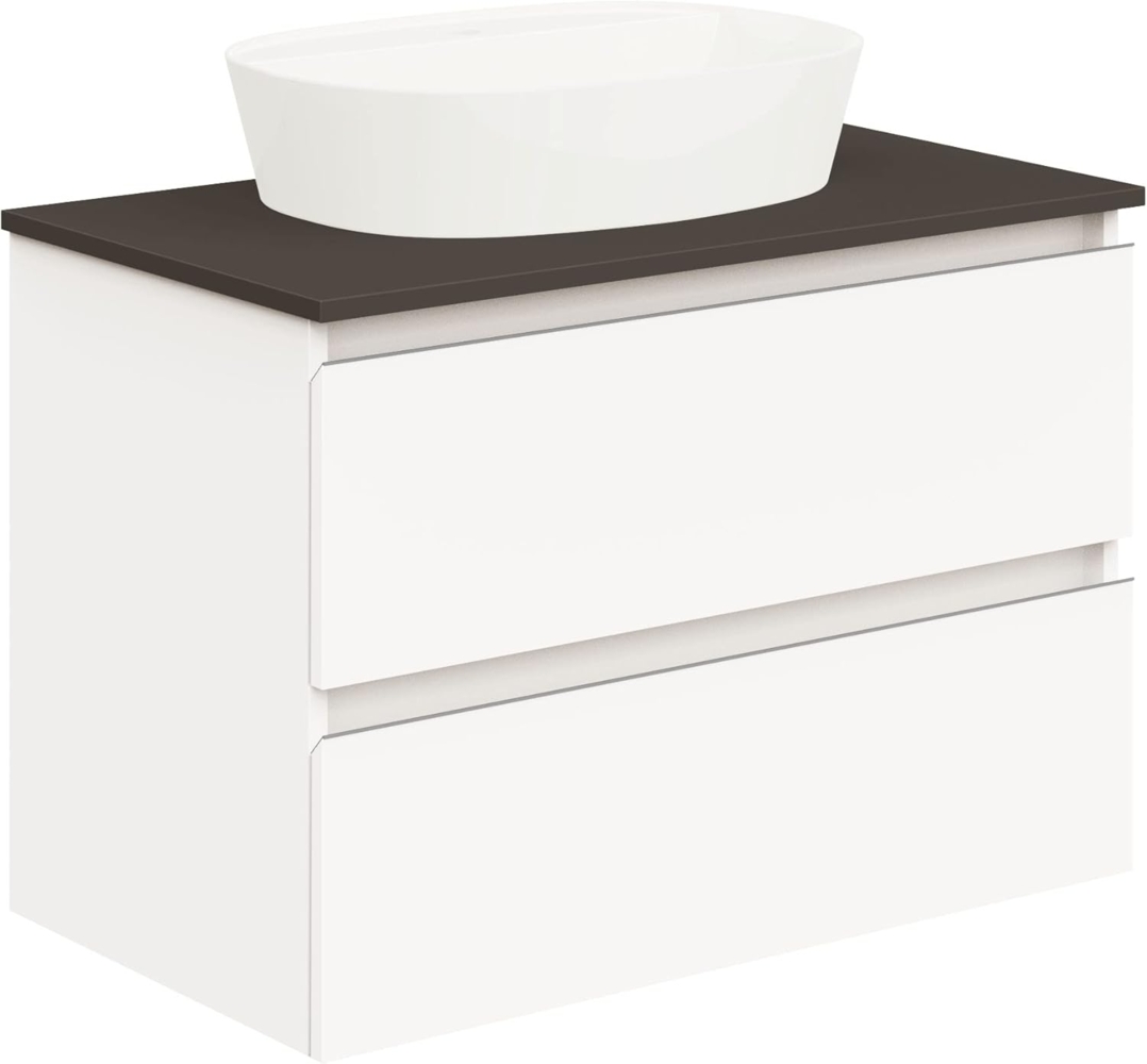 Baikal Badezimmermöbel-Set, Wandmontage, erhältlich in verschiedenen Größen und Ausführungen, Möbel Wird montiert geliefert, 80 cm, Weiß glänzend Bild 1