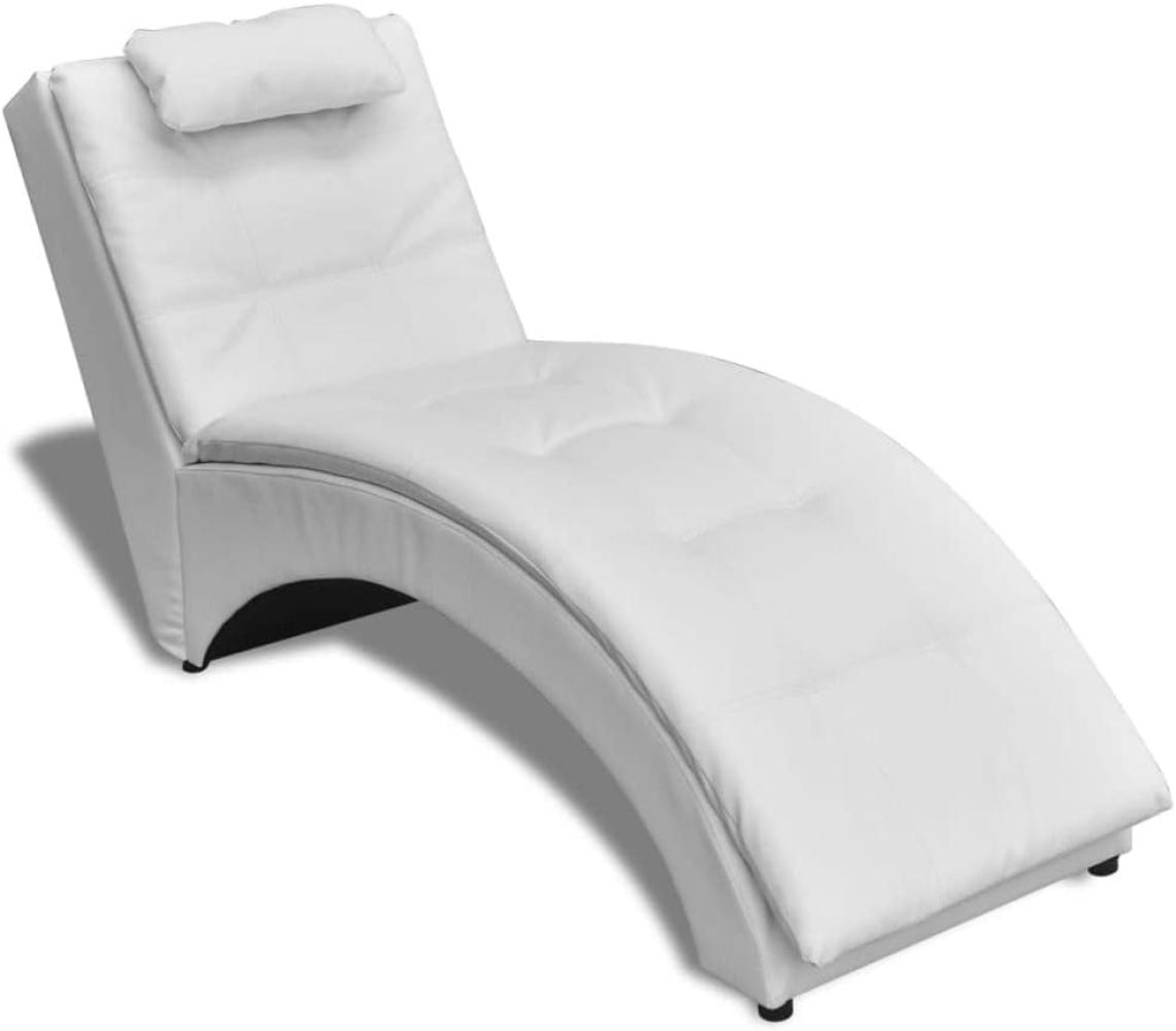 vidaXL Chaiselongue mit Kissen Weiß Kunstleder [242217] Bild 1