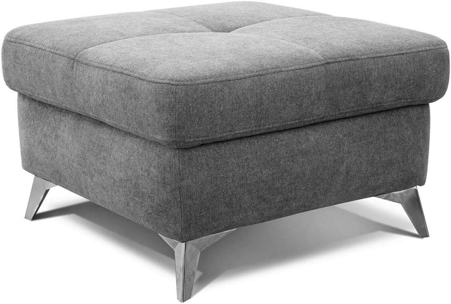 CAVADORE Polsterhocker Bali / Trendiger Sofahocker passend zum Ecksofa Bali / 72 x 46 x 72 / Echtleder: Grau Bild 1