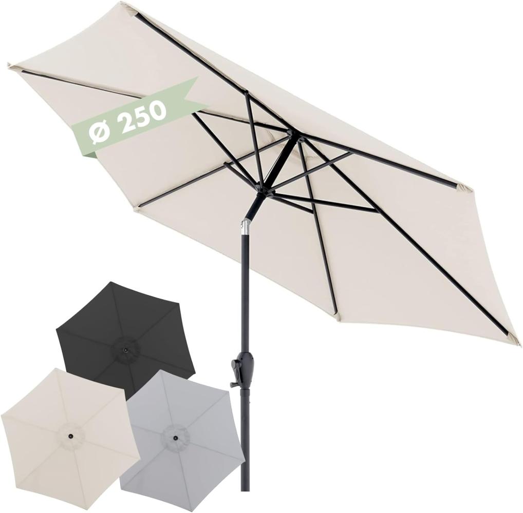 Doppler Sonnenschirm Jack 250cm in Natur - Runder Sonnenschirm für Balkon & Terrasse - Schirm knickbar - Balkonsonnenschirm - Kurbelschirm - Gartenschirm mit Kurbelfunktion Bild 1