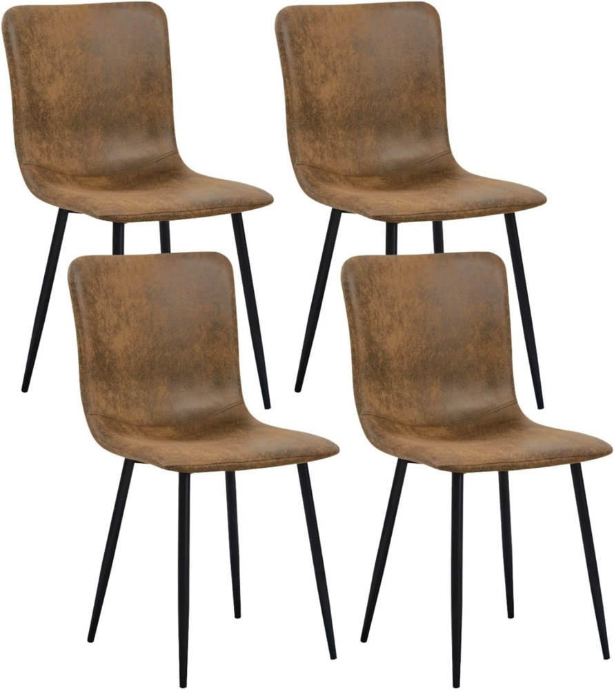 FurnitureR Esszimmerstuhl 4er Set, Küchenstuhl mit Kunstlederbezug und schwarzen Metallbeinen, Polsterstuhl im Industrial Design, Sitzhöhe 46 cm, 40×38×86 cm für Esszimmer, Küche oder Wohnzimmer Bild 1