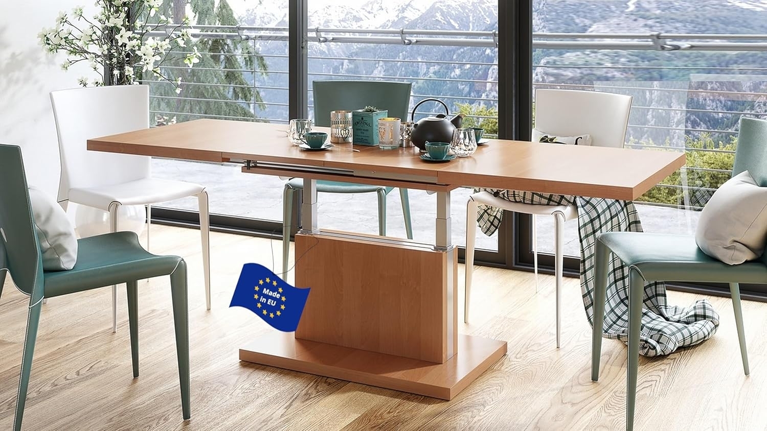 Mazzoni Couchtisch Aston Erle stufenlos höhenverstellbar ausziehbar 120-200cm Esstisch Bild 1