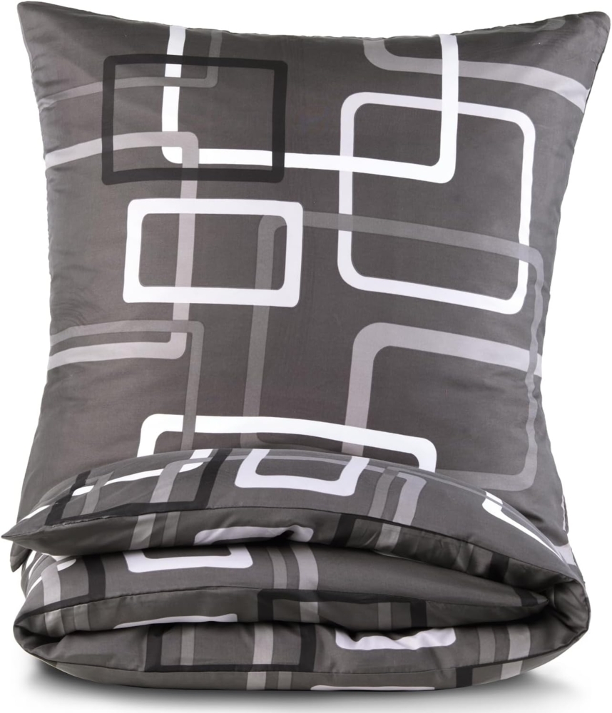 Kuscheli Bettwäsche 135x200 + 80x80 cm atmungsaktiver Bettbezug, moderne Designs, Mikrofaser, 2 teilig, Für Allergiker geeignet, pflegeleicht, angenehm weicher Stoff Bild 1