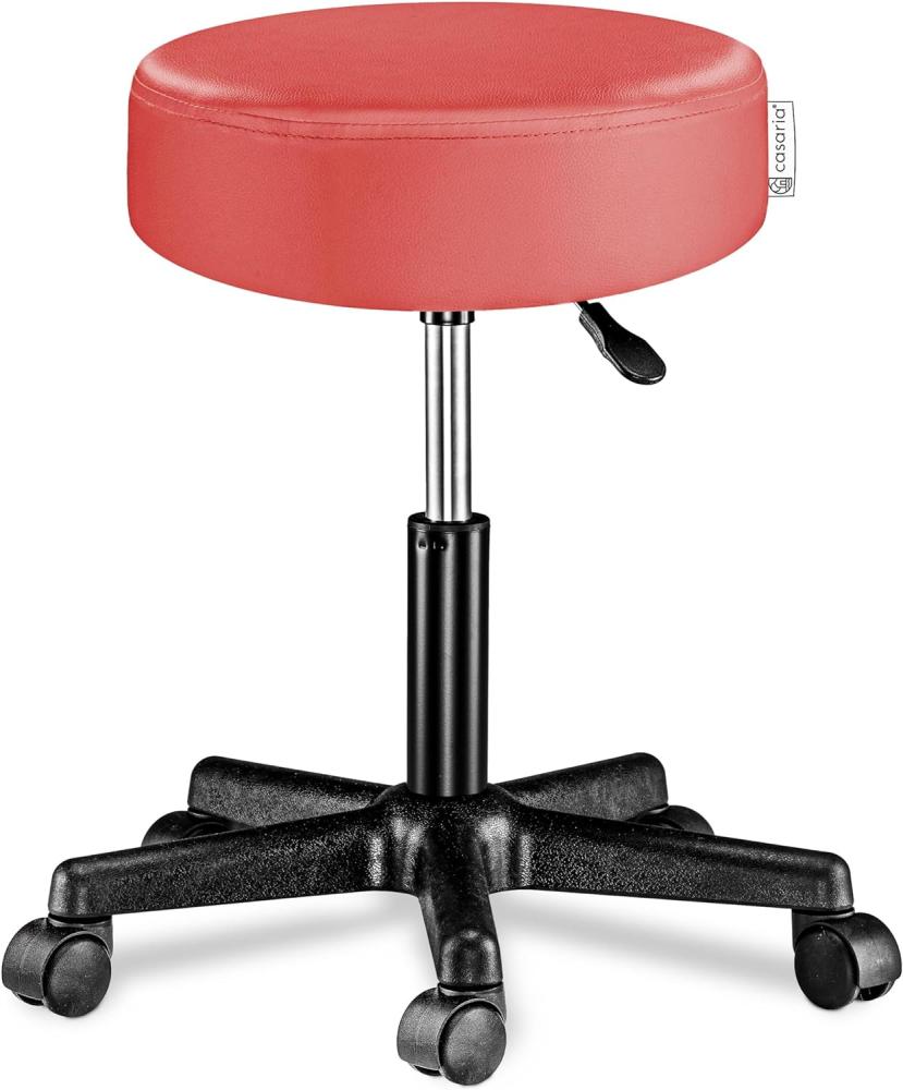 CASARIA® Rollhocker Höhenverstellbar Kunstleder Rot Bild 1