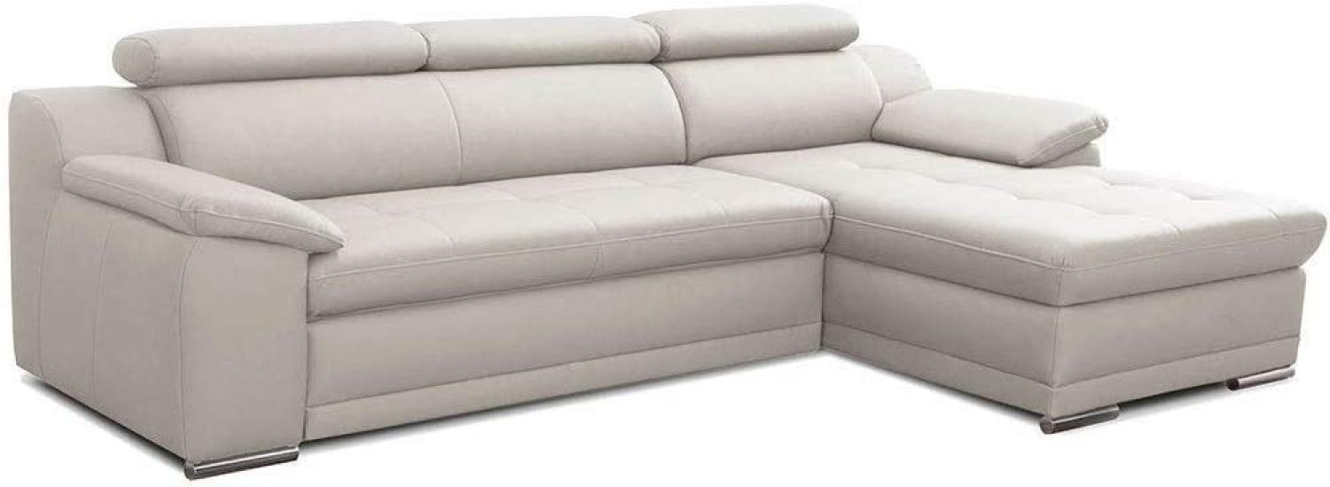 CAVADORE Schlafsofa Aniamo in Leder / Ecksofa mit Schlaffunktion, Kopfteilverstellung und großem Longchair / 270 x 80 x 165 / Kunstleder, Weiß Bild 1