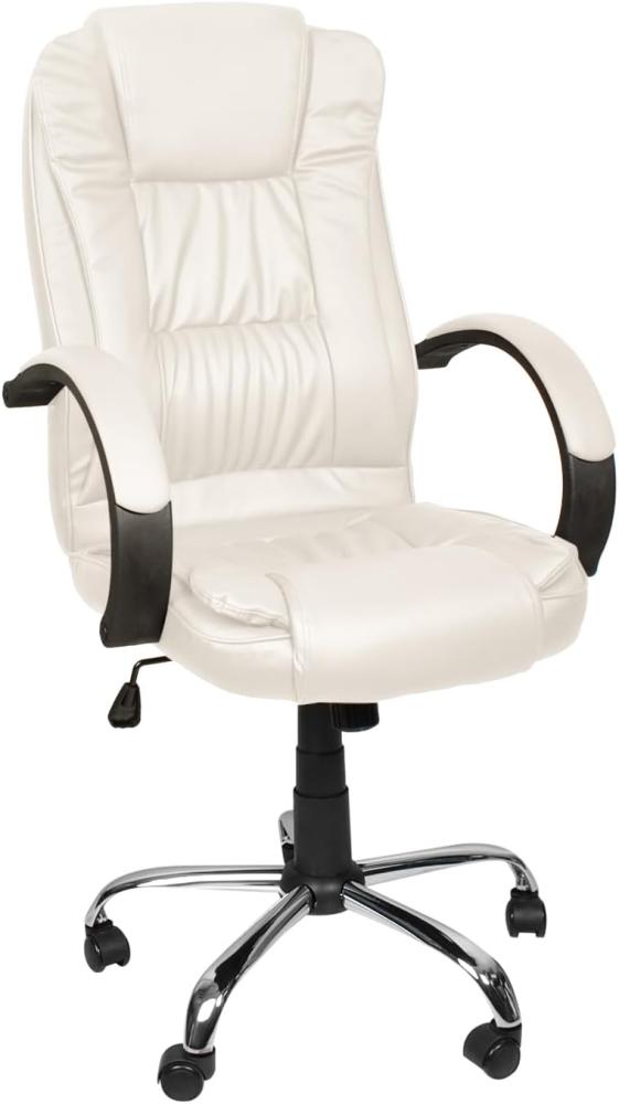 Bequeme Bürostuhl Chefsessel Drehstuhl Ergonomischer Schreibtischstuhl mit Kunstlederbezug Schwarz/Weiß/Braun 8983, Farbe:Weiß Bild 1