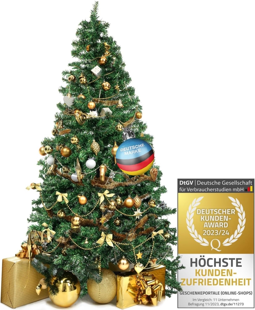 Dimono Künstlicher Weihnachtsbaum XXL Kunst Tannenbaum Naturgrün, Christbaum, Naturgetreuer Tannenbaum mit wunderschönen Baumspitzen Bild 1