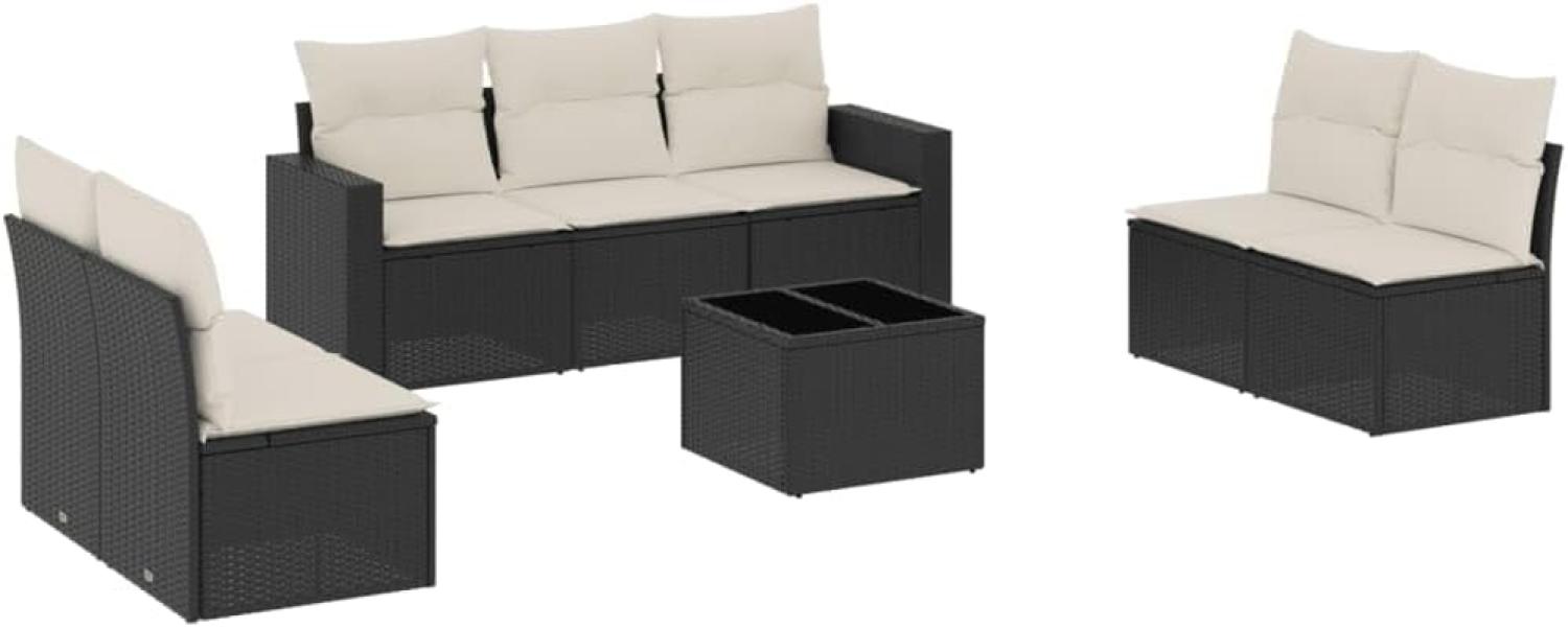 vidaXL 8-tlg. Garten-Sofagarnitur mit Kissen Schwarz Poly Rattan 3251173 Bild 1