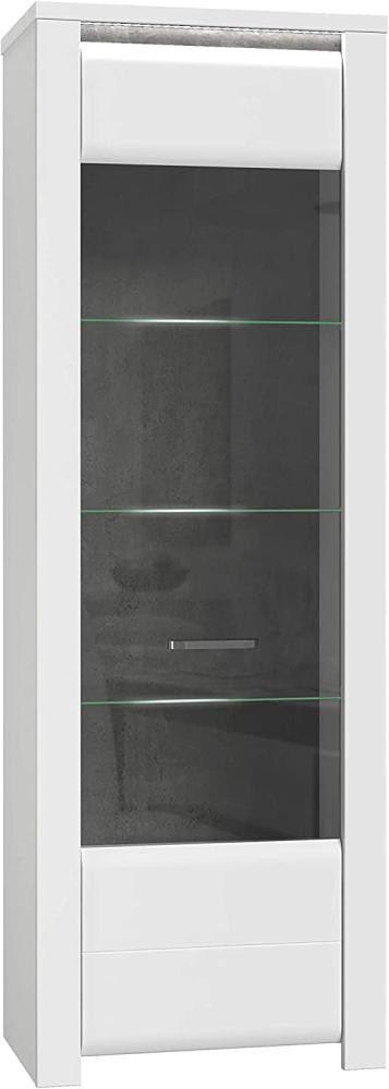 FORTE Brugia Vitrine mit LED Beleuchtung, Holzwerkstoff, Grau/Weiß, 66,7 x 197,5 x 41,9 cm Bild 1