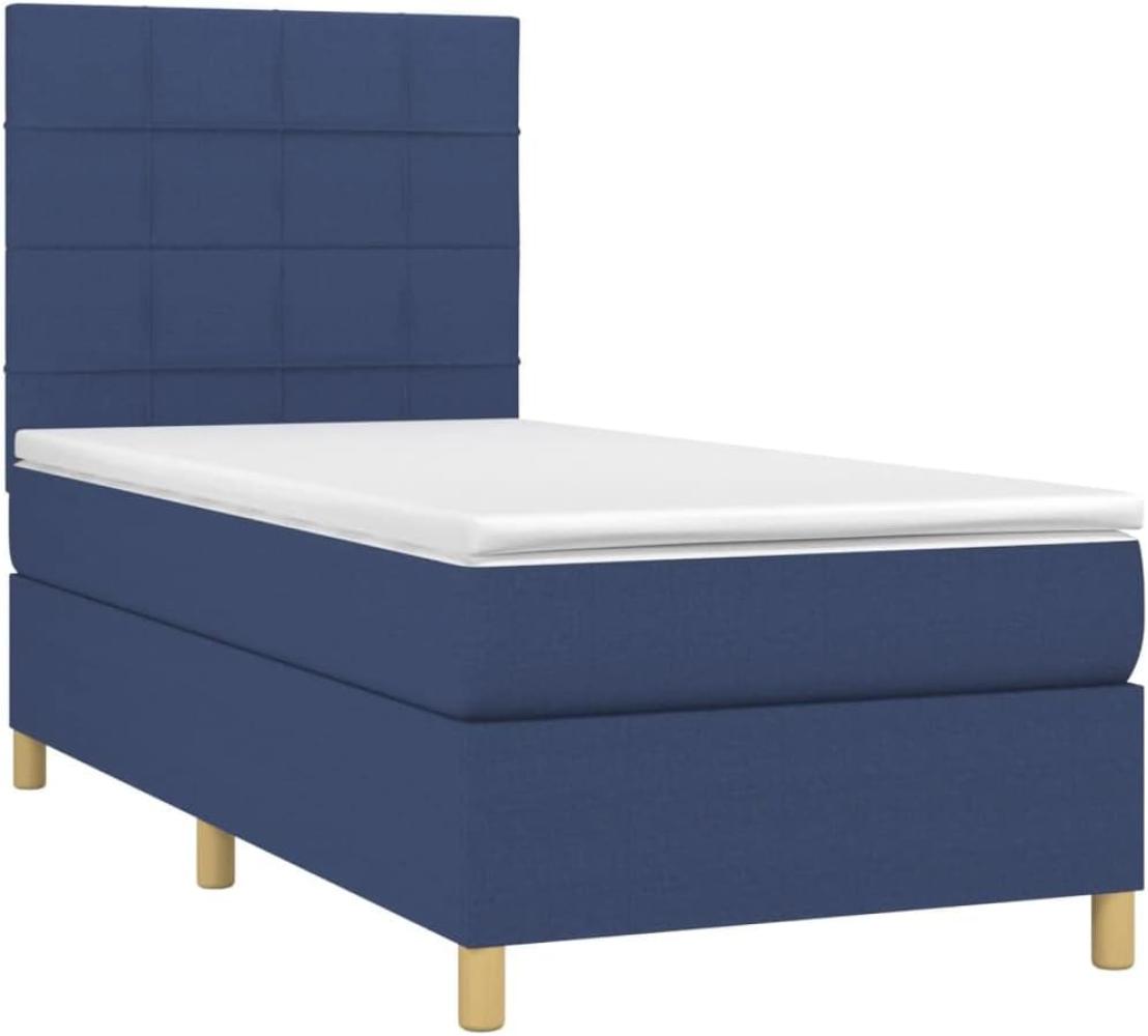 vidaXL Boxspringbett mit Matratze Blau 90x200 cm Stoff 3142311 Bild 1