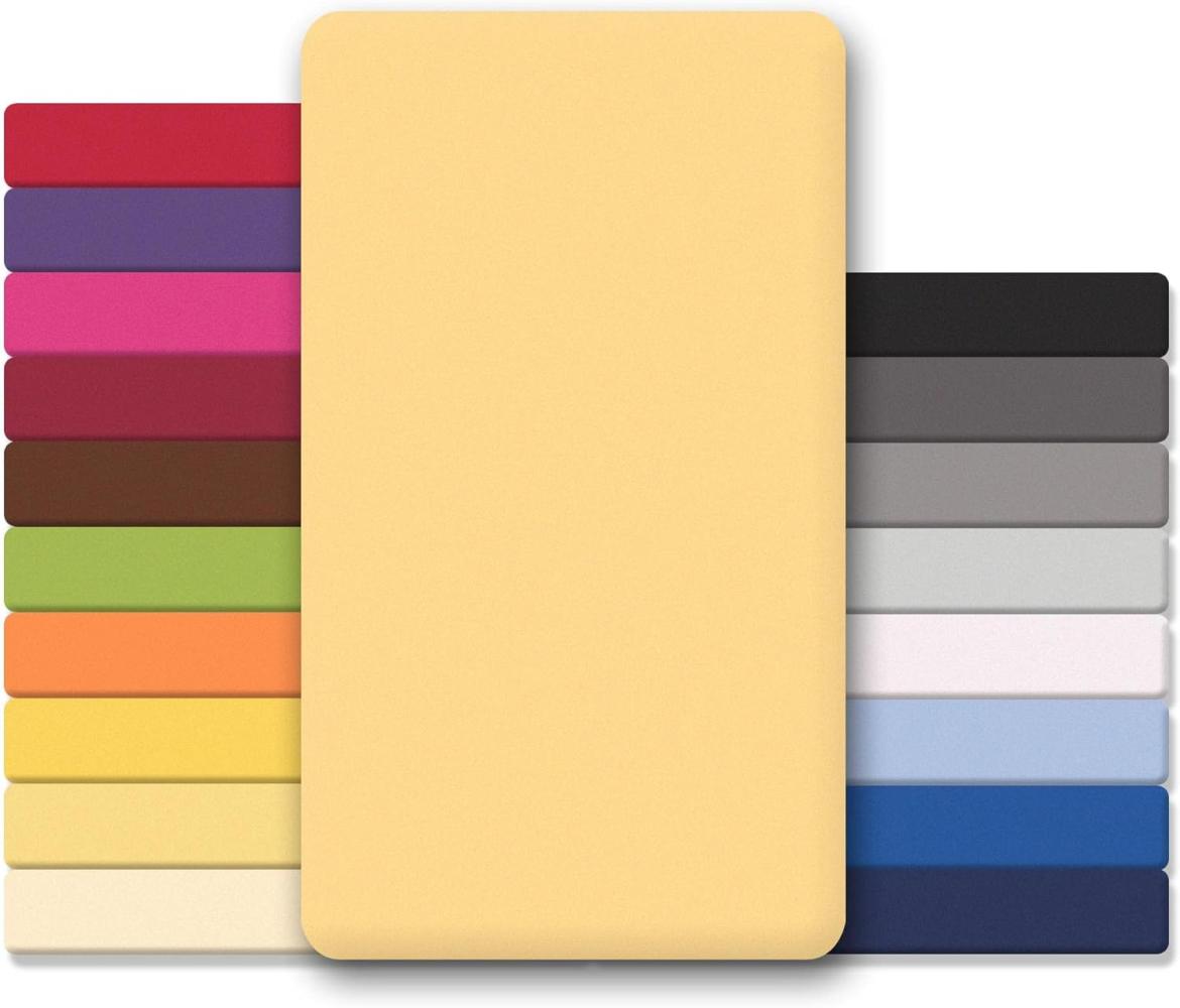 CelinaTex Jersey Topper Spannbettlaken Lucina Doppelpack 90x200-100x200cm Creme gelb 100% Baumwolle gekämmt bis 12cm Matratzenhöhe Oeko-TEX Bild 1