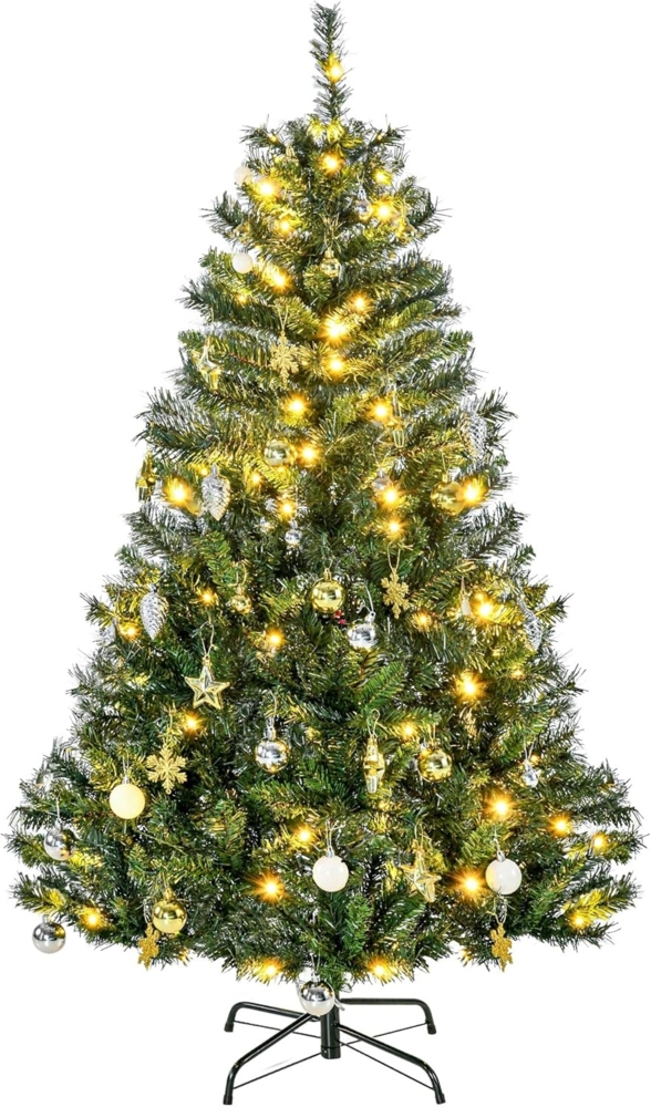HOMCOM Künstlicher Weihnachtsbaum Tannenbaum mit Deko 120 LEDs 511 Spitzen, Tannen, 95x150 cm (BxH), grün Bild 1