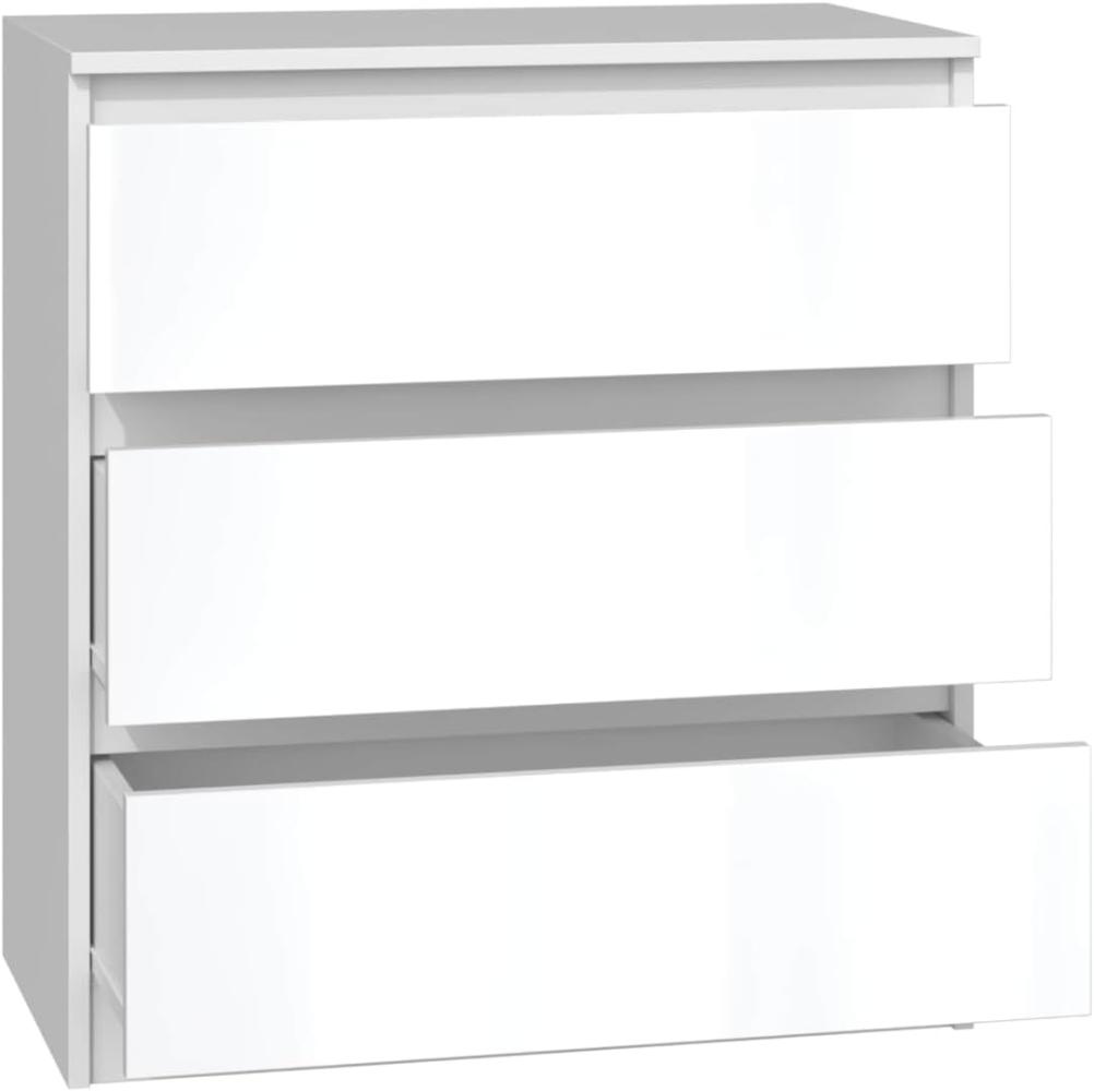 Oggi Lucia Glanz Weiß Hochglanz Schubladenkommode 3 Drawer modernes Design Schlafzimmer Möbel - Stauraum Jugendzimmer Schrank Funktionalität bequem. Bild 1