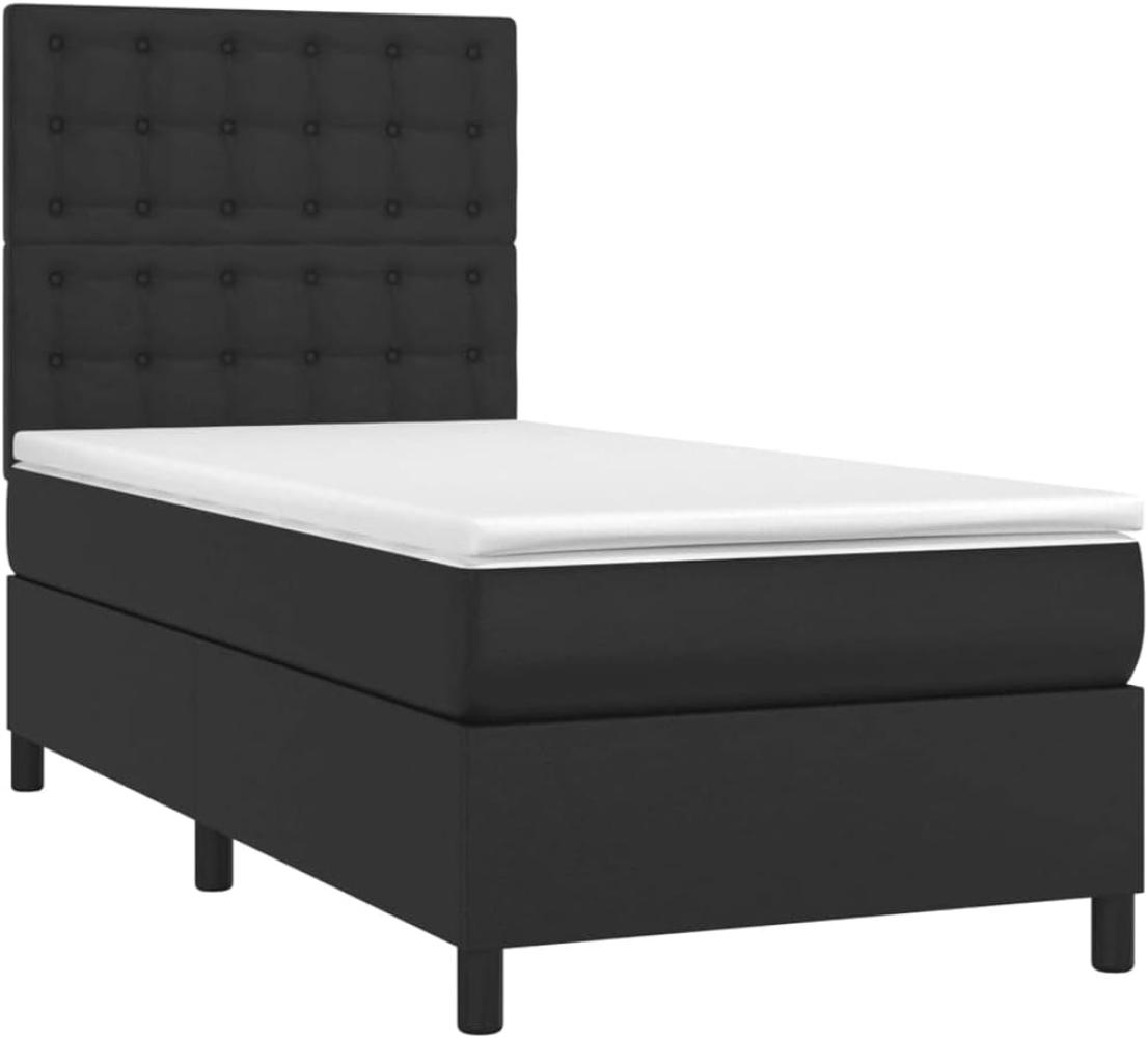 vidaXL Boxspringbett mit Matratze & LED Schwarz 100x200 cm Kunstleder 3135927 Bild 1