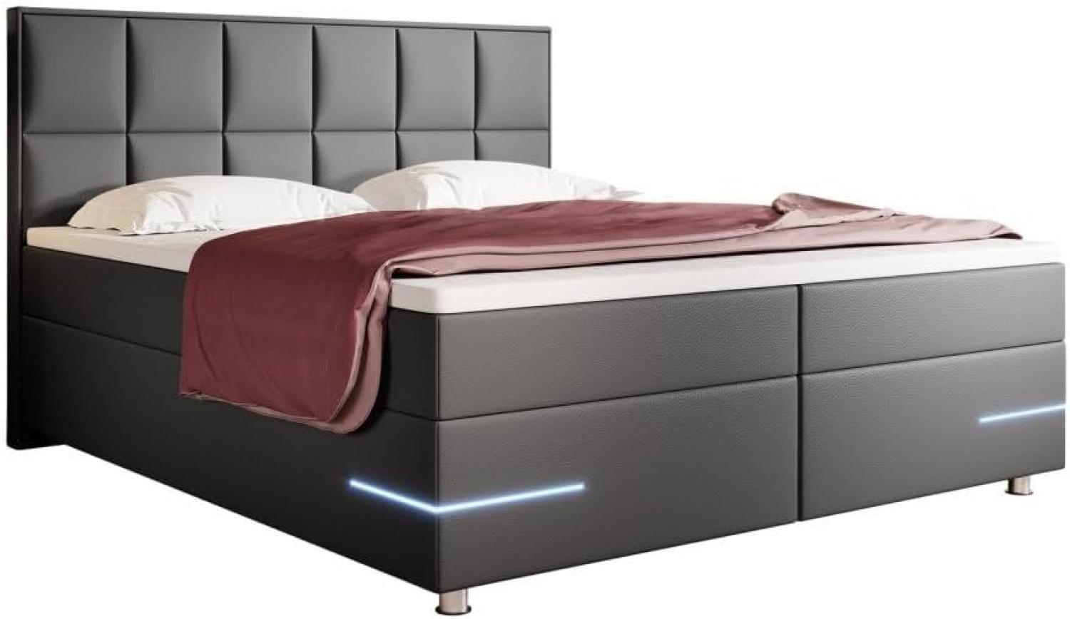 Boxspringbett Milano mit LED (Kunstleder) 120x200 Grau H4 Bild 1