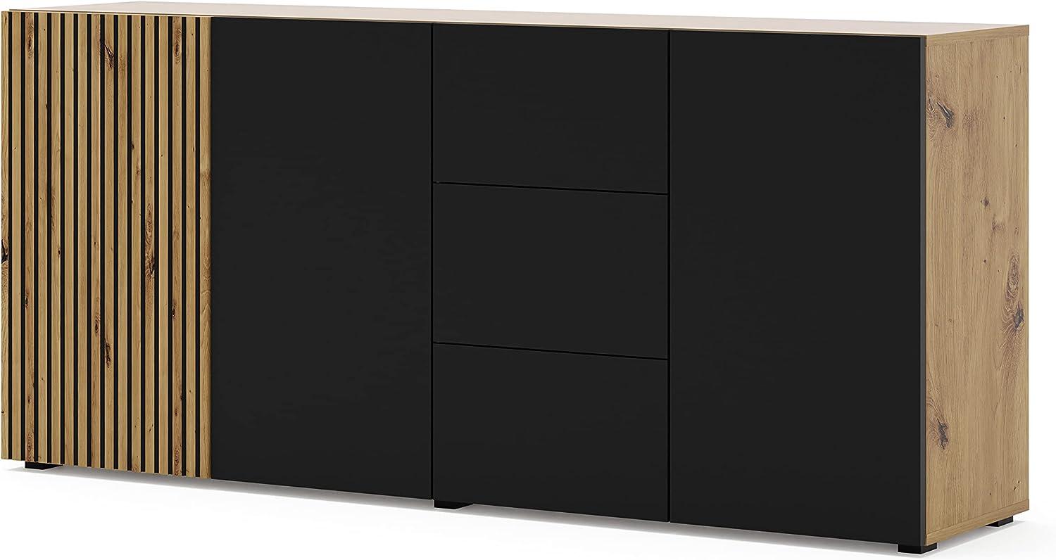 AURIS 3D3S Kommode 180 cm Artisan Eiche / Schwarz matt Bild 1