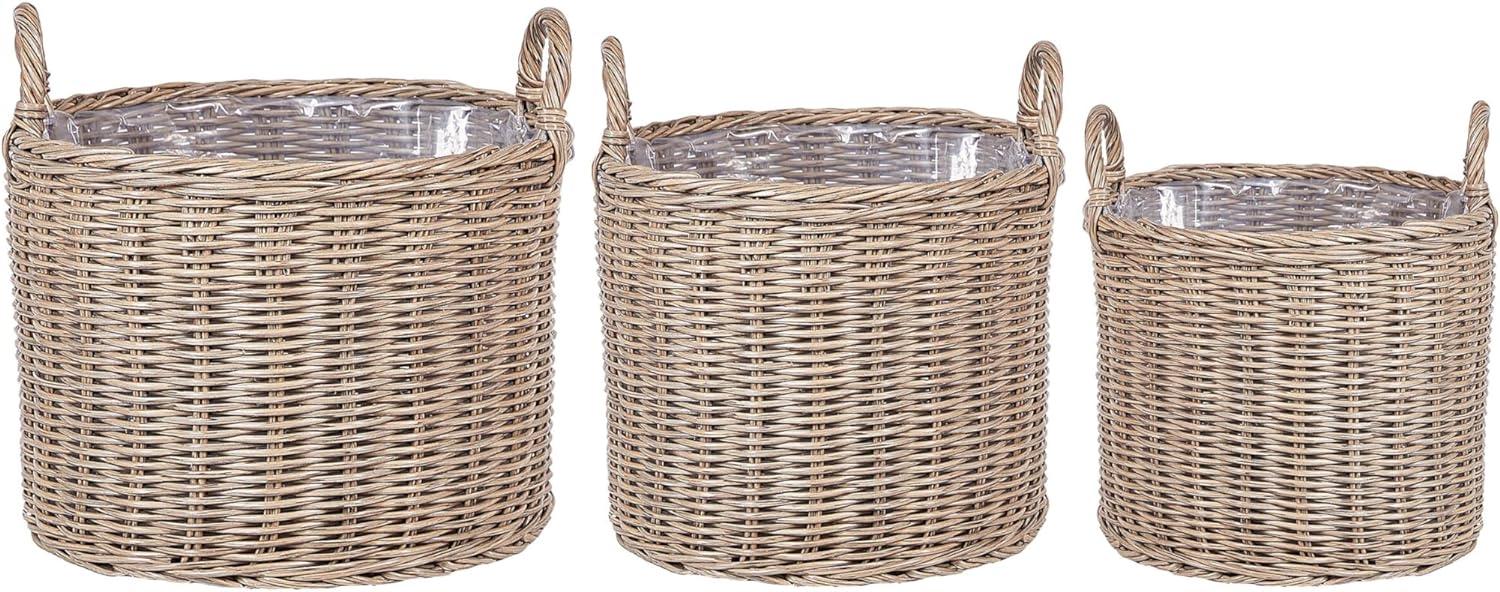 Set mit 3 Blumentöpfen PENDULA PE Rattan 33 37 45 cm Bild 1