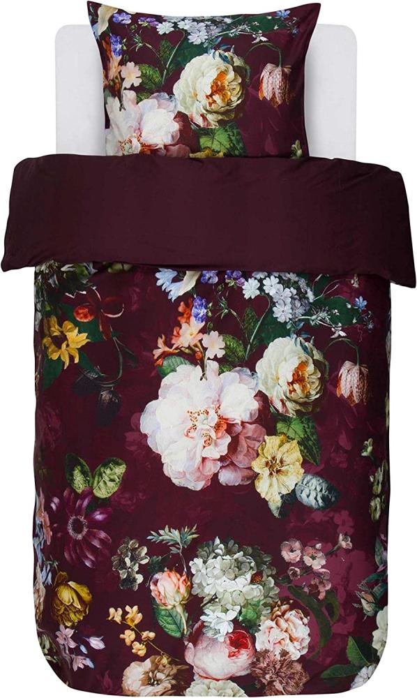 Essenza Bettwäsche Fleur Burgundy Satin, Satin, 2 teilig, Rosen, Lilien, Dahlien, Geblümt Bild 1