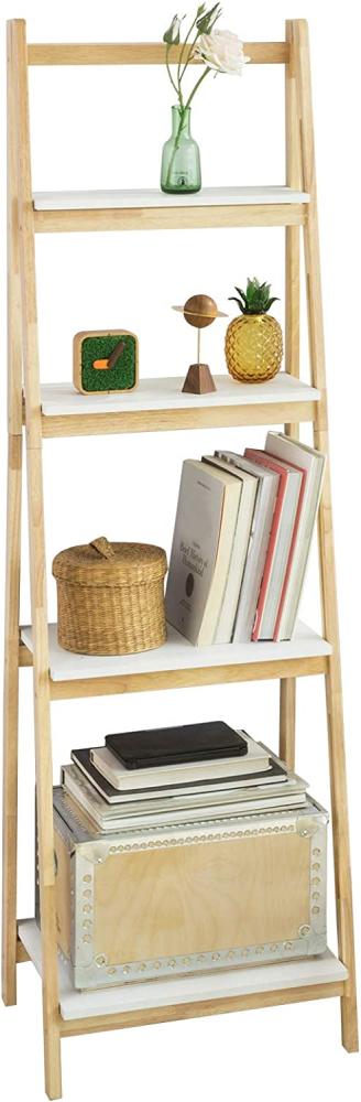 SoBuy FRG162-N Leiterregal klappbar Standregal Bücherregal mit 4 Böden Kautschukholz und MDF BHT: 42x140x34cm Bild 1