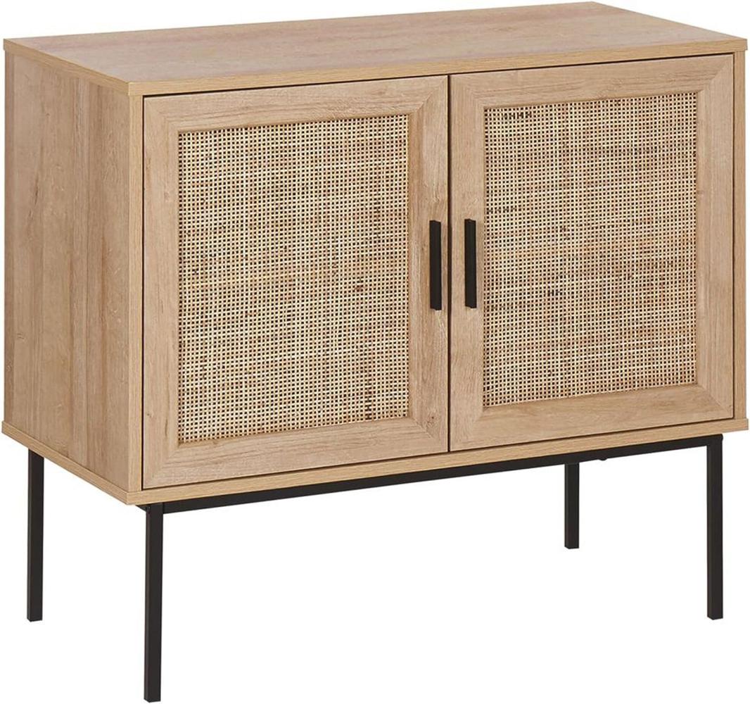 Sideboard heller Holzfarbton 2 Rattan-Türen PASCO Bild 1