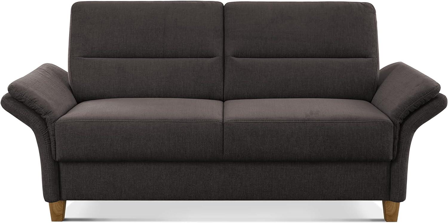 CAVADORE 3er Sofa Wyk / 3-Sitzer-Couch im Landhausstil mit Federkern + Holzfüßen / 186 x 90 x 89 / Chenille, Braun Bild 1