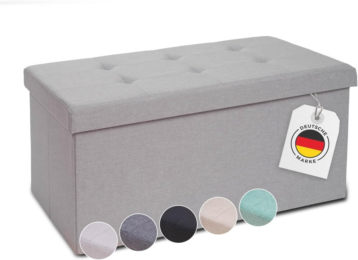 Blumtal Sitzbank mit Stauraum + extra Box - Truhenbank mit Stauraum 76 x 38 x 38 cm - Sitztruhe mit Stauraum - Bequemer Hocker mit Stauraum - Aufbewahrungsboxen - Sitzkiste mit Stauraum - Sitzbox Hellgrau Bild 1