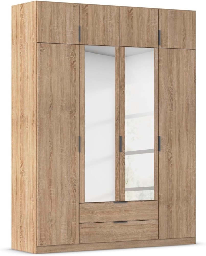 Rauch Möbel Lagoa, Kleiderschrank, Garderobe für Schlafzimmer, Kinderzimmer, Jugendzimmer 8-türig, mit Spiegel, 2 Schubladen, mit Zubehör Premium, Farbe Eiche Sonoma, Holz, Breite 181 cm Bild 1
