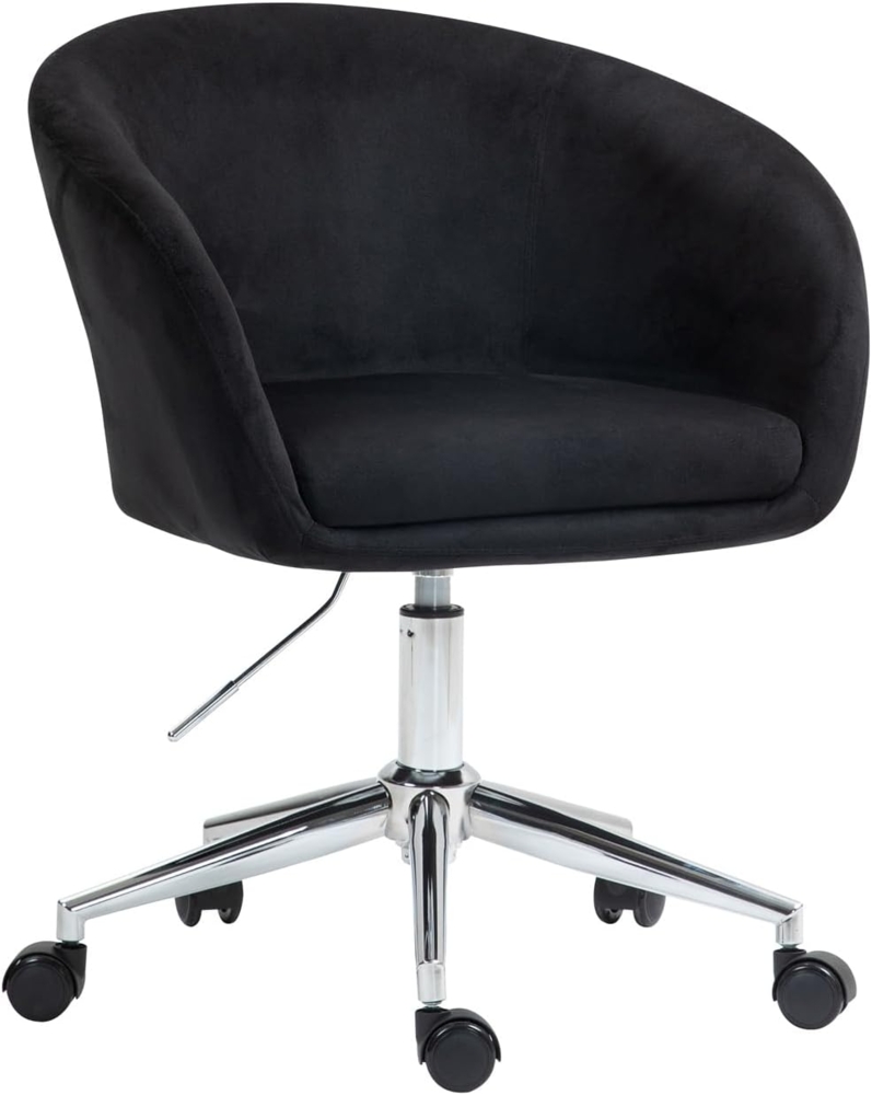 SVITA Bürostuhl LOUISA, Schreibtischstuhl, Samtbezug, 360° drehbar, Schwarz Bild 1