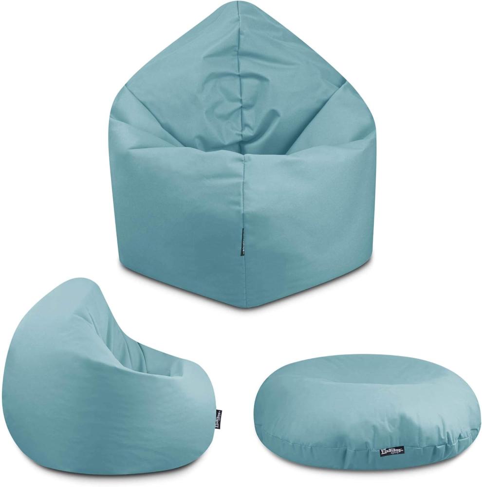 BuBiBag - 2in1 Sitzsack Bodenkissen - Outdoor Sitzsäcke Indoor Beanbag, Hellblau, Ø 145,0 cm Bild 1