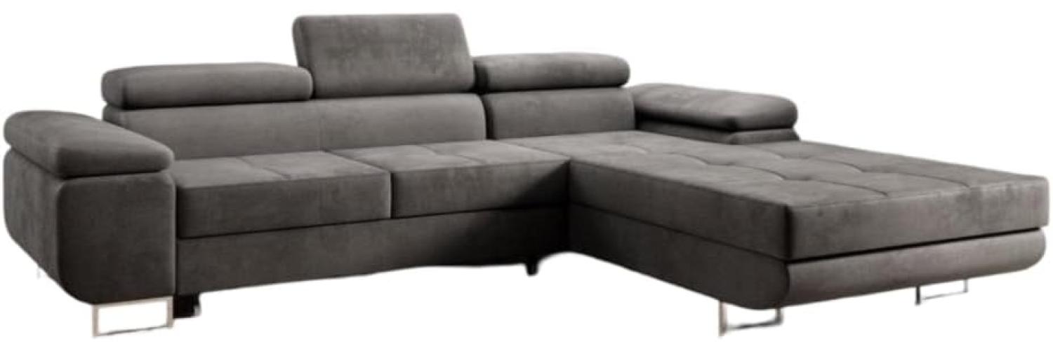 Designer Sofa Calvera mit Schlaf- und Klappfunktion (Samt) Anthrazit Rechts Bild 1