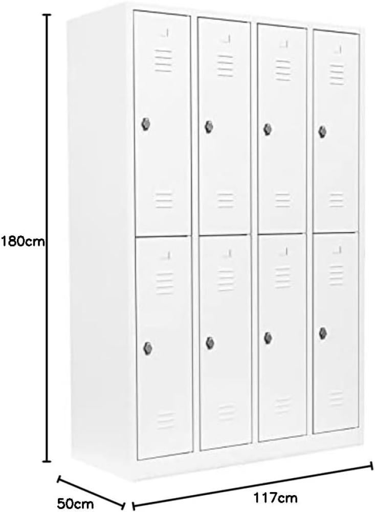 Spind Garderobenschrank Fächerschrank Schließfachschrank 180 x 117 x 50 cm weiß 8 Fächer Abteilbreite ca 300mm 520247 Bild 1
