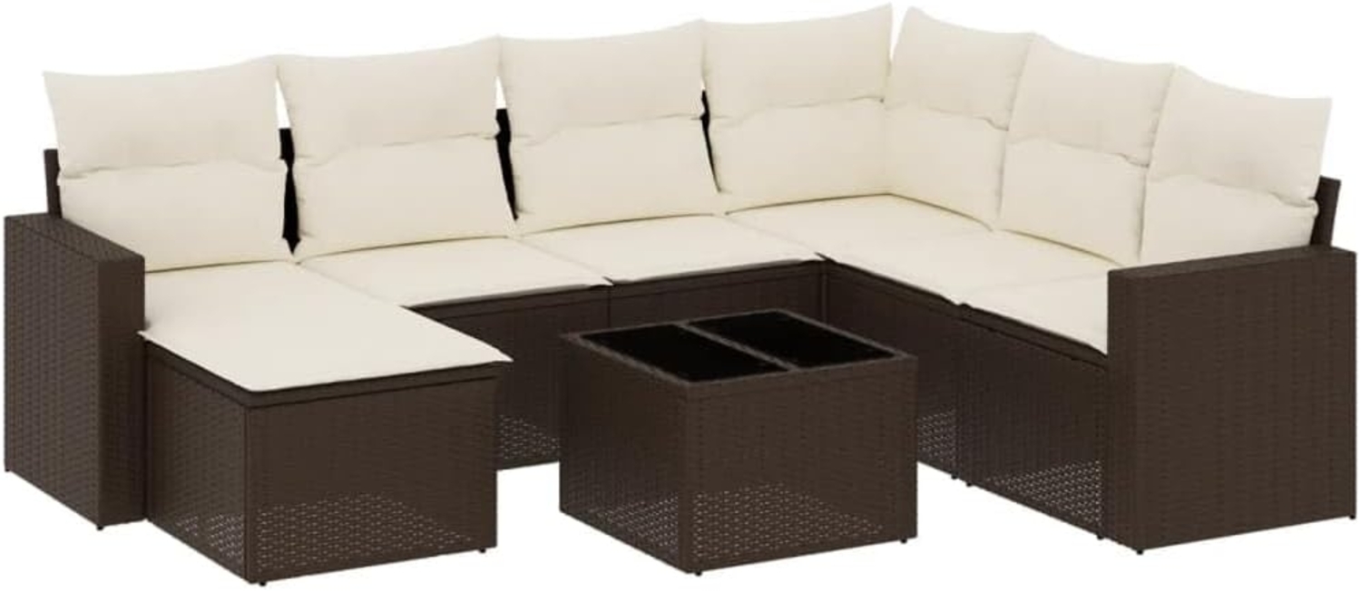 vidaXL 8-tlg. Garten-Sofagarnitur mit Kissen Braun Poly Rattan 3251650 Bild 1
