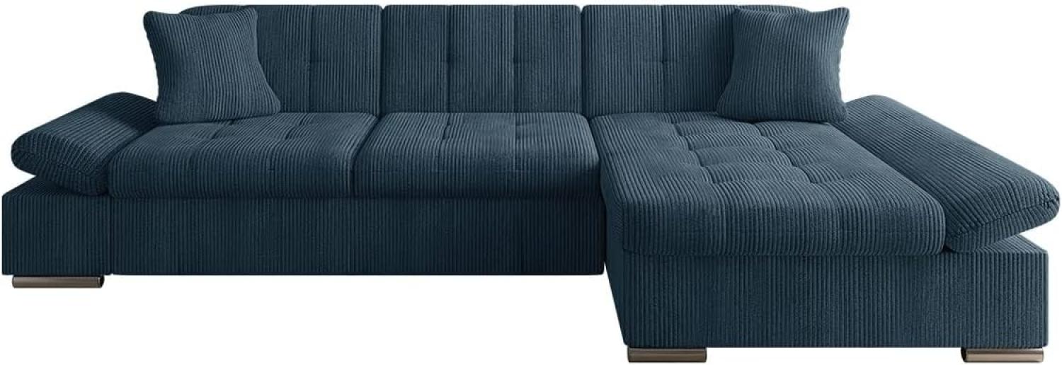 'Malwi' Ecksofa Cord rechtsseitig, blau Bild 1