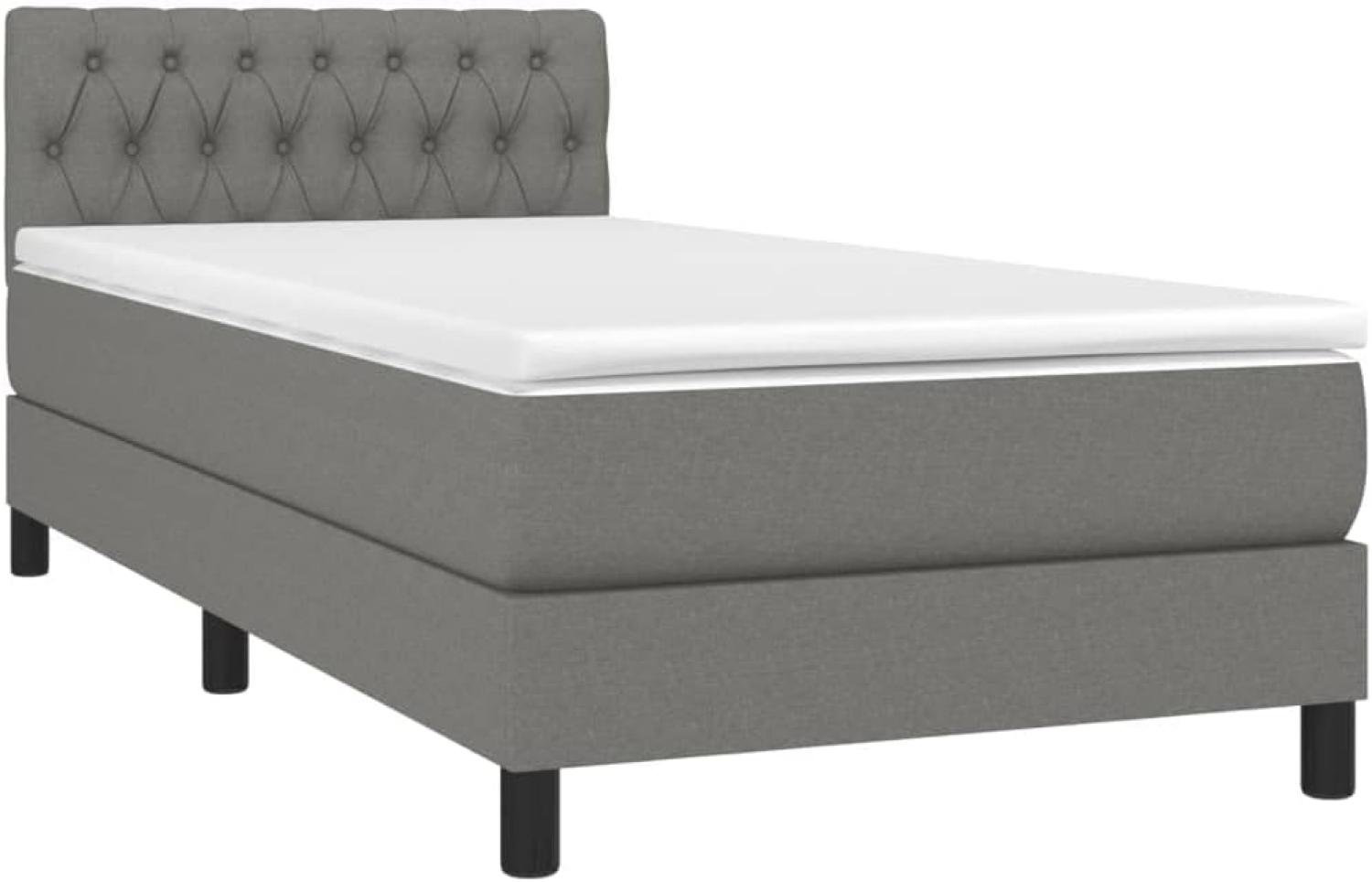 vidaXL Boxspringbett mit Matratze & LED Dunkelgrau 100x200 cm Stoff 3133374 Bild 1