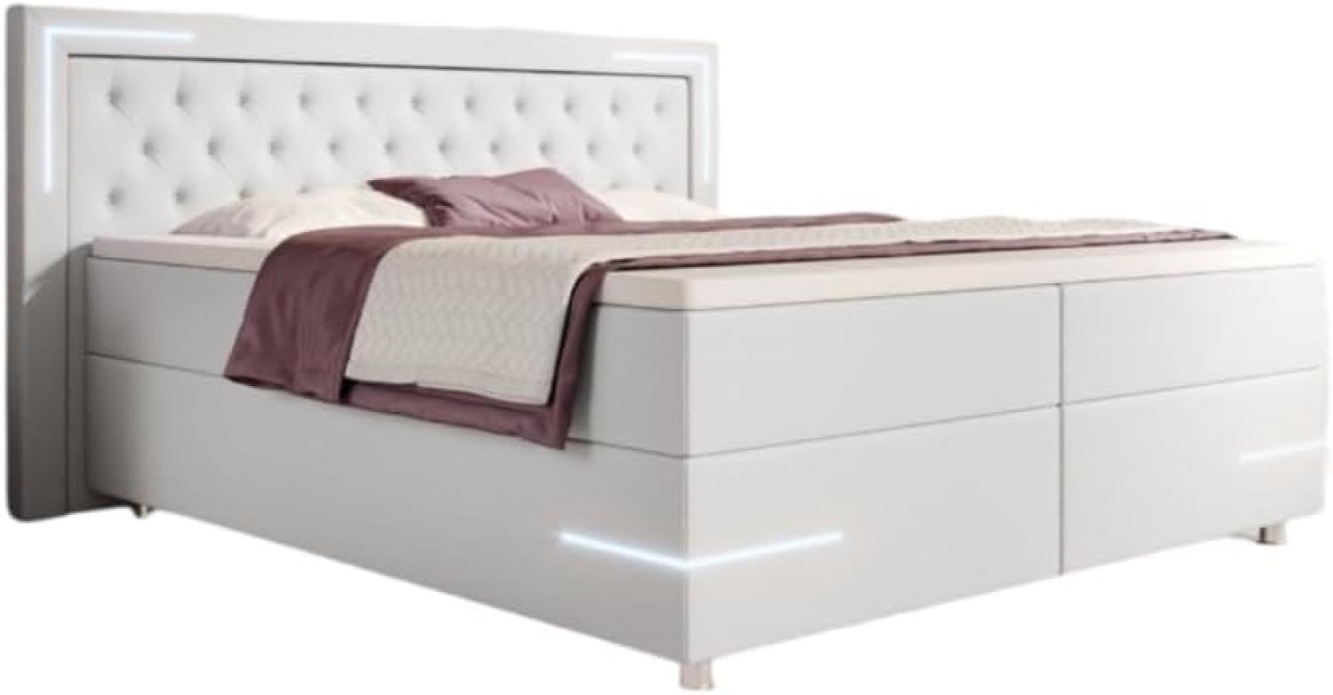 Boxspringbett Verona mit LED (Kunstleder) 120x200 Weiß H2 Bild 1