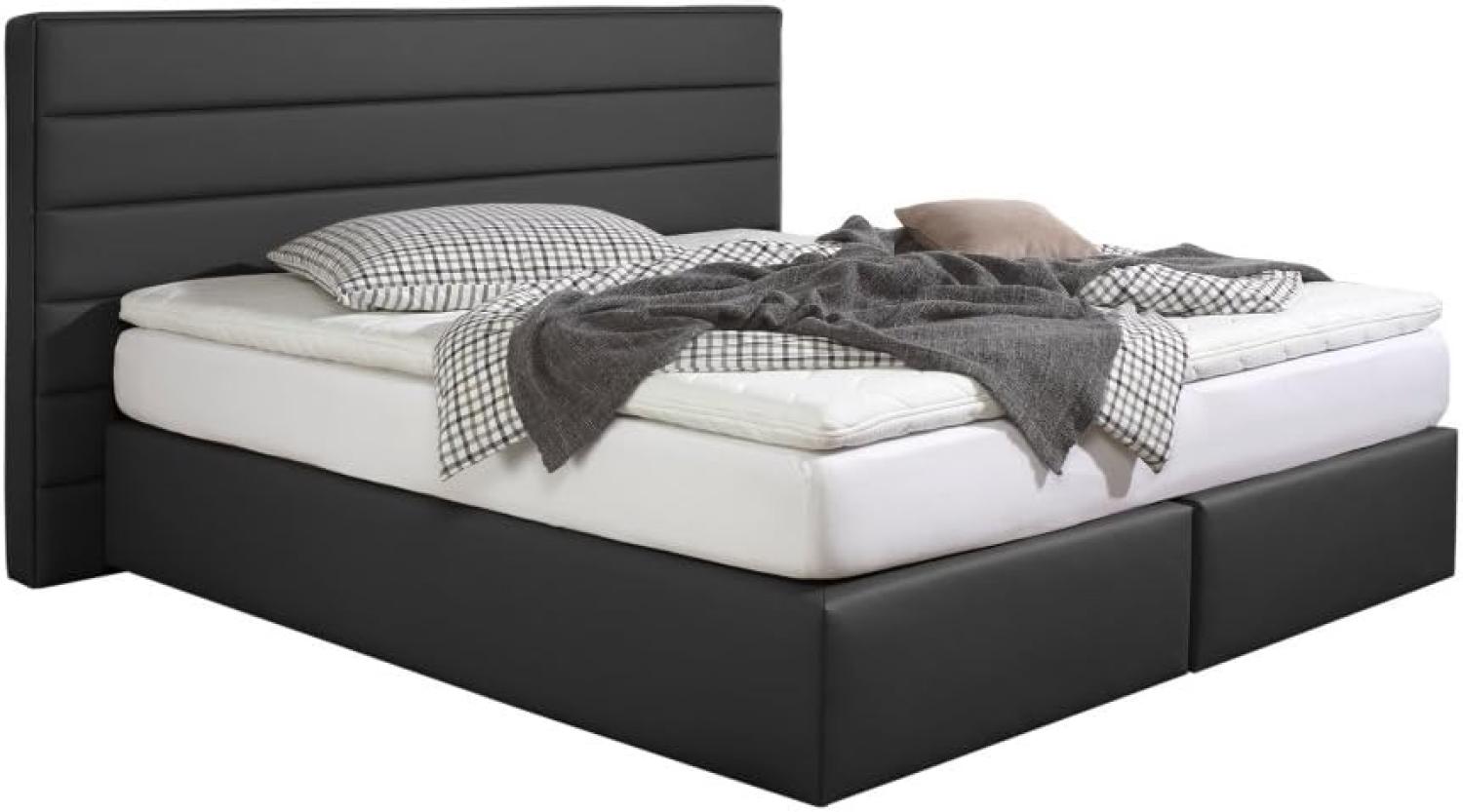 Maintal Boxspringbett Toulouse, 160x200 cm, Kunstleder, 7-Zonen-Kaltschaum Matratze H3, Schwarz Bild 1