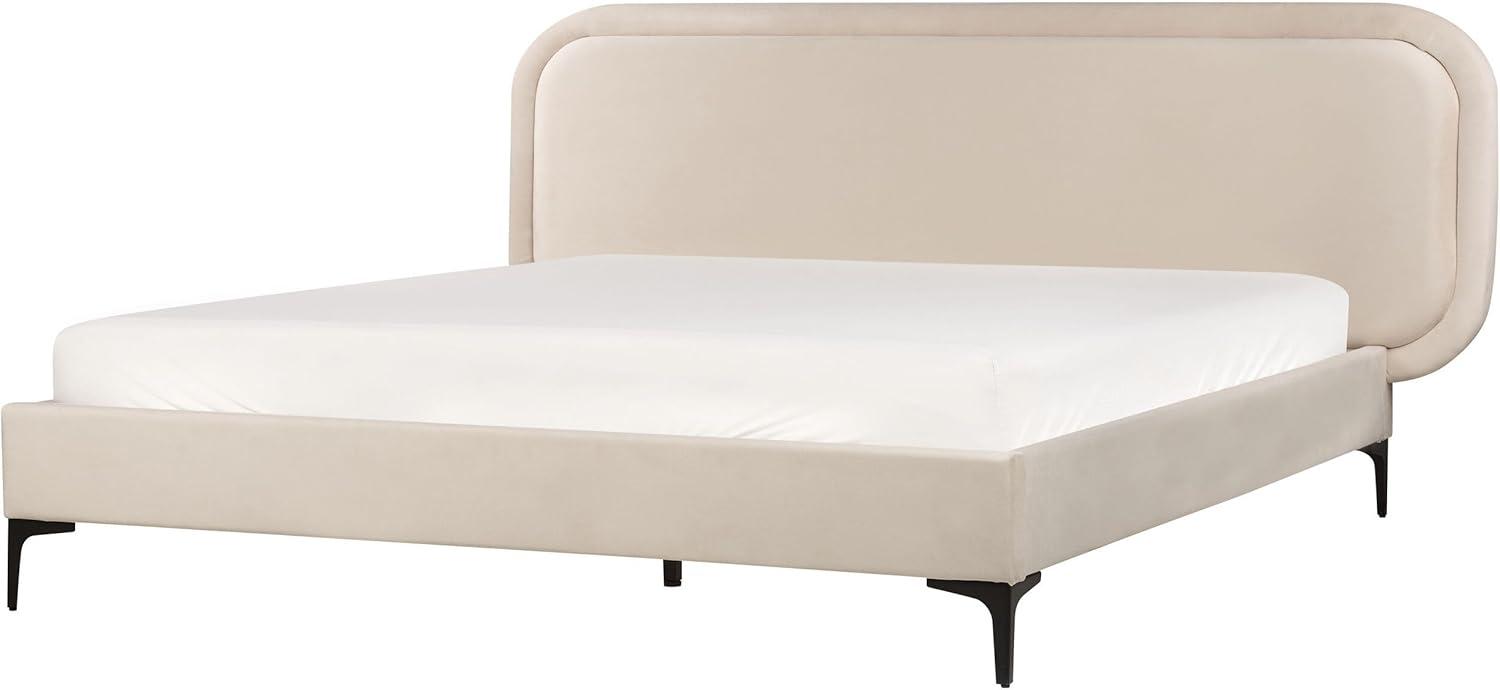 Bett mit Lattenrost SUZETTE 160 x 200 cm Samtstoff Helles Beige Bild 1