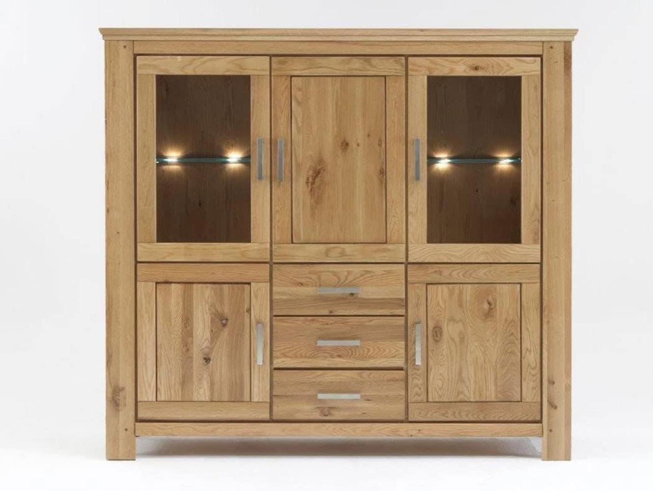 Highboard Viterbo 176 x 165 x 47 cm Wildeiche teilmassiv Vitrine Schrank Bild 1